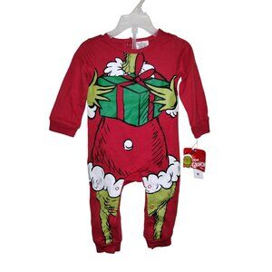 The Grinch Baby 12M Long Sleeve Coverall Christmas Pajamas with Snap Closure